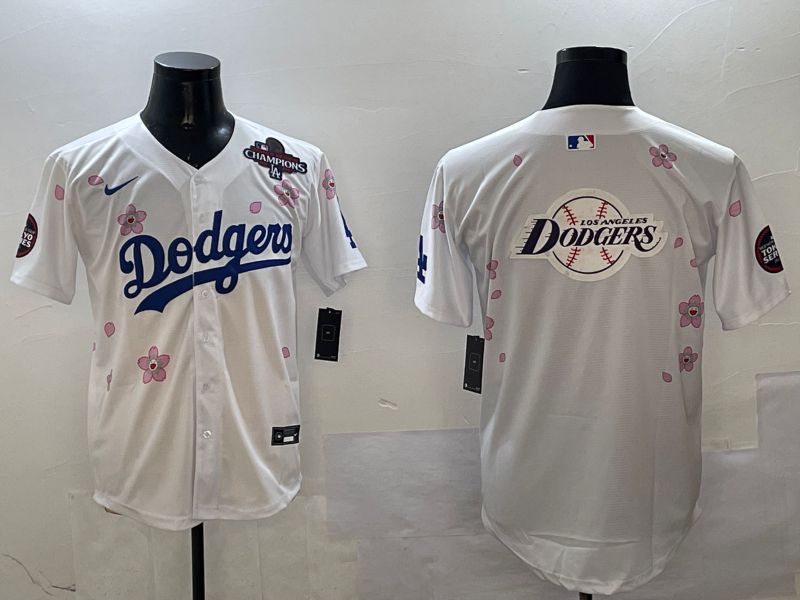 Men Los Angeles Dodgers Blank White Sakura Edition 2025 Nike MLB Jersey style 26->los angeles dodgers->MLB Jersey
